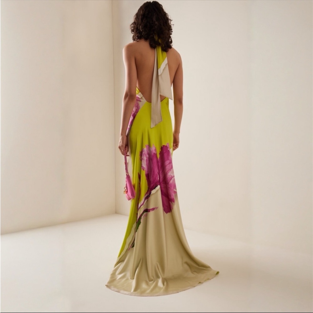 Silvia Tcherassi Chartreuse ‘Sherry’ Silk Gown - Picture 3 of 17